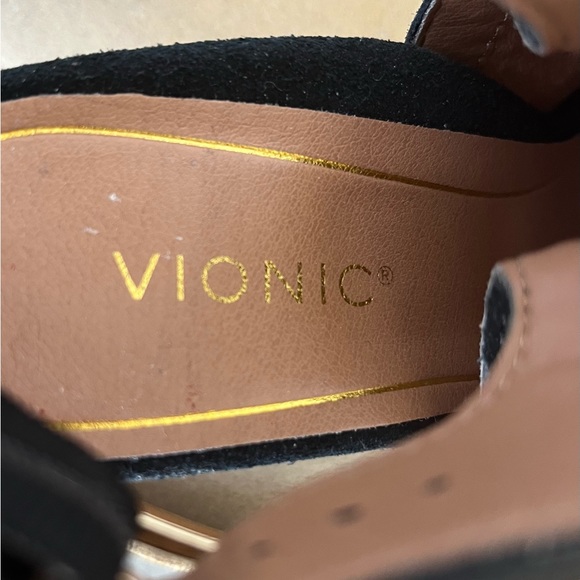VIONIC LACEY TORTOISE HEEL BLACK SUEDE SLINGBACKS | SIZE 7 | EUC - Picture 7 of 10